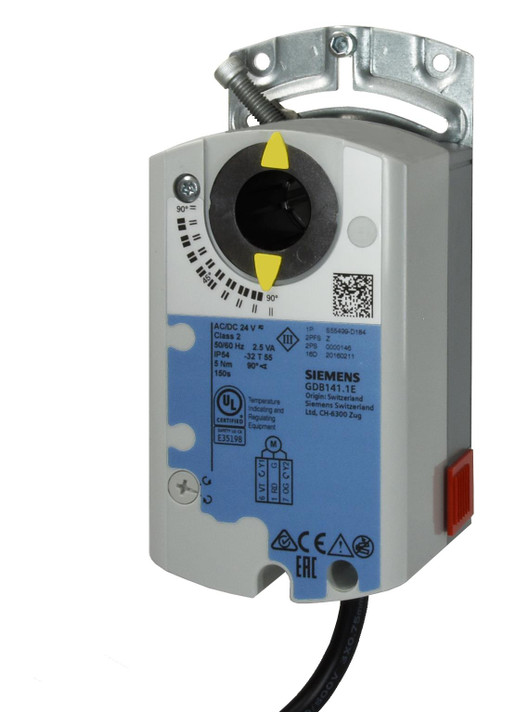 Siemens GDB141.1E Rotary Air Damper Actuator, AC/DC 24 V, 5 Nm, 150 s Siemens GDB141.1E Rotary Air Damper Actuator, AC/DC 24 V, 5 Nm, 150 s