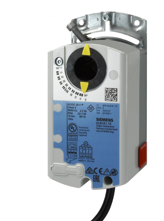 Siemens GLB166.1E Rotary Air Damper Actuator, AC/DC 24 V, DC 0/2...10 V, 10 Nm