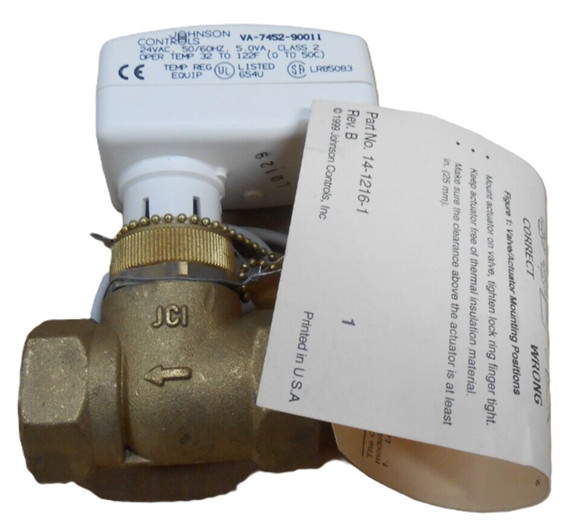 Johnson Controls VG5240KC+7452G0 3/4" NO Valve w/ VA-4452-90011 Actuator Johnson Controls VG5240KC+7452G0 3/4" NO Valve w/ VA-4452-90011 Actuator