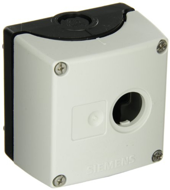 Siemens 3SB3801-0AA3 Empty Enclosure, Molded Plastic, Used With Contact Blocks, Lampholders, 1 Pole Operator, 1 Hole