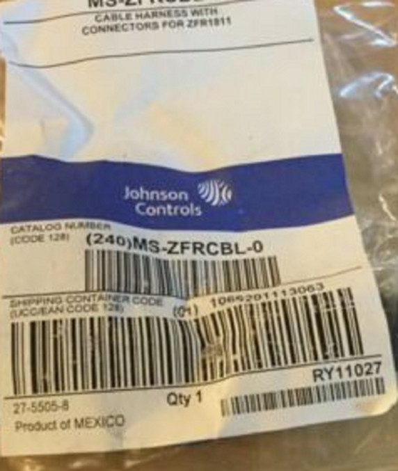 Johnson Controls MS-ZFRCBL-0 Wire Harness w/Connectors for MS-ZFR1811-x Router Johnson Controls MS-ZFRCBL-0 Wire Harness w/Connectors for MS-ZFR1811-x Router