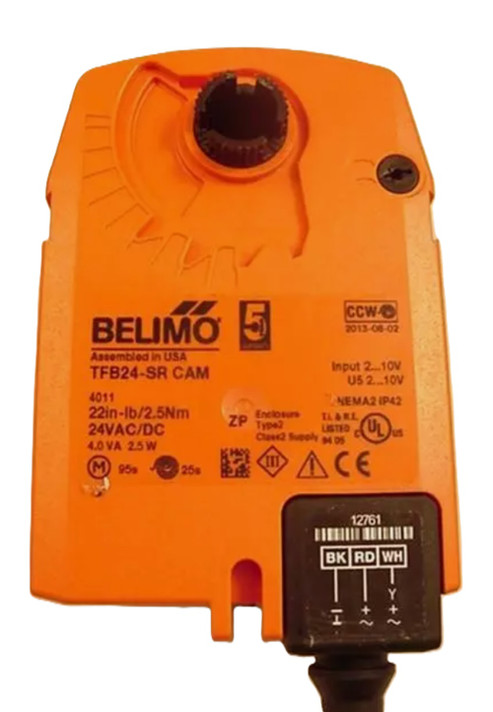 Belimo TFB24-SR CAM Spring Return Damper Actuator, 24VAC/DC, 22 in-lb Torque