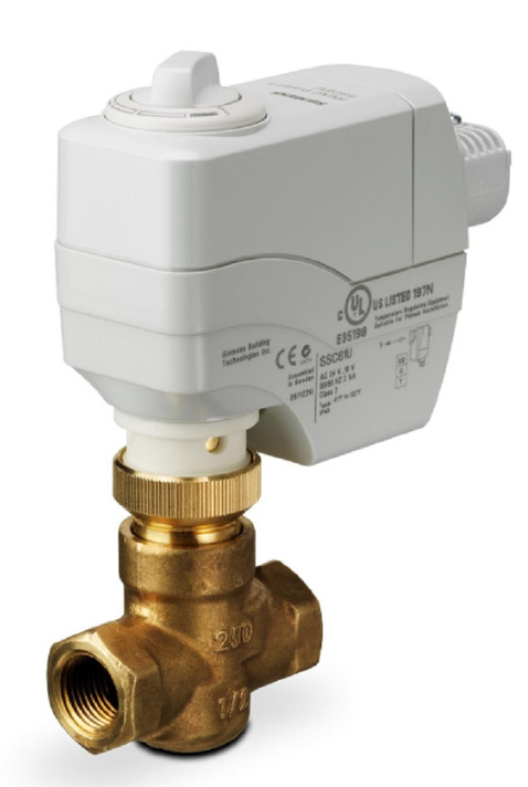 Siemens 259-02012 3/4" 2-Way F x F Normally Closed Valve Actuator Assembly 6.3Cv Siemens 259-02012 3/4" 2-Way F x F Normally Closed Valve Actuator Assembly 6.3Cv
