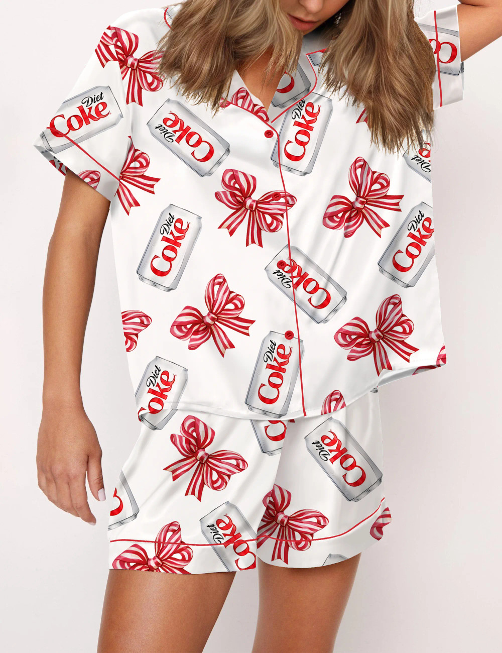 Coquette Diet Drinks Satin Pajama Set For Women