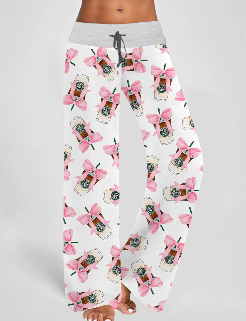 Coquette Coffee Contrast Wide Leg Pants For Women