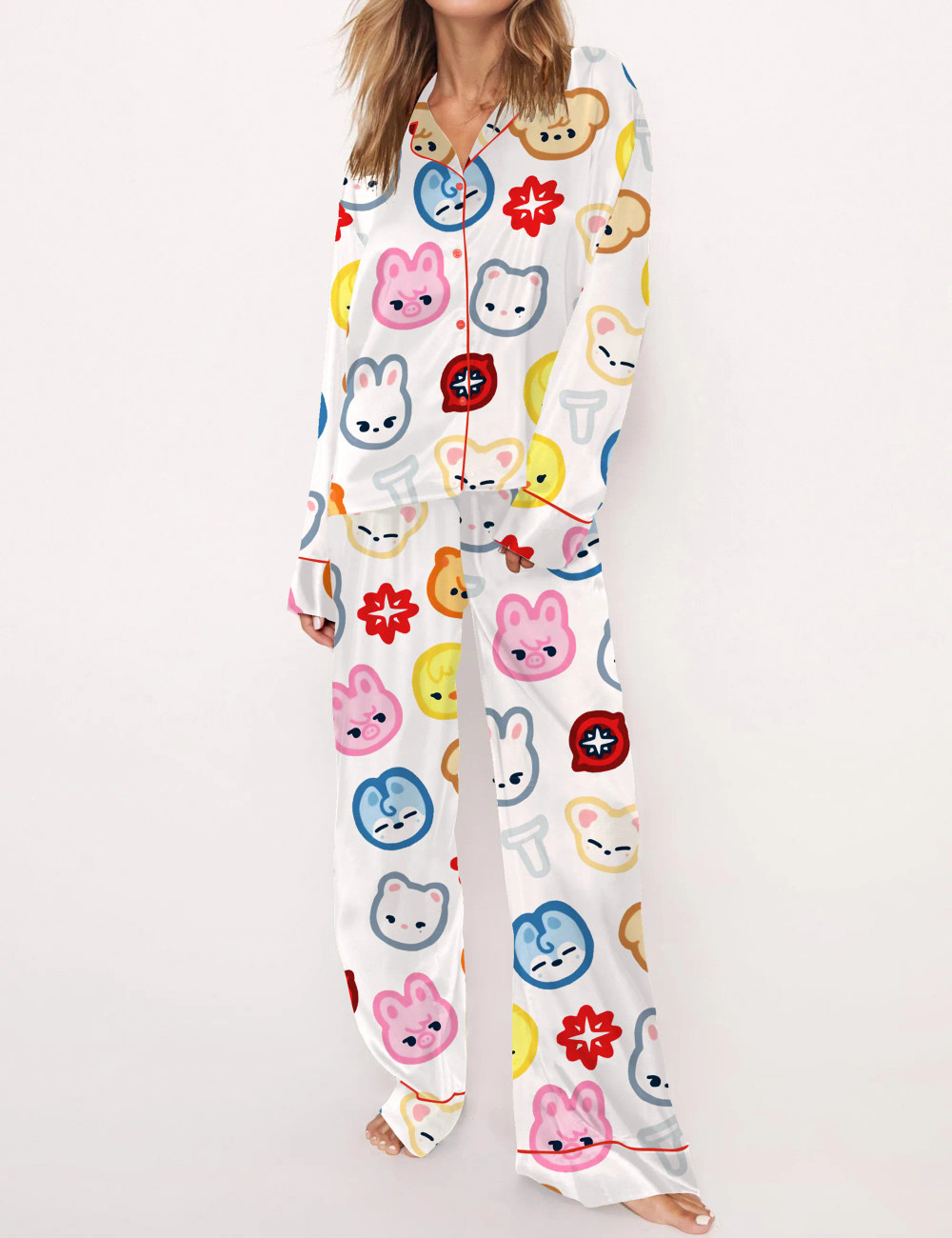 Straykids パジャマ pajama set jinilet ジニレット Stray Kid Tour Silky Satin Pajama Set For Women