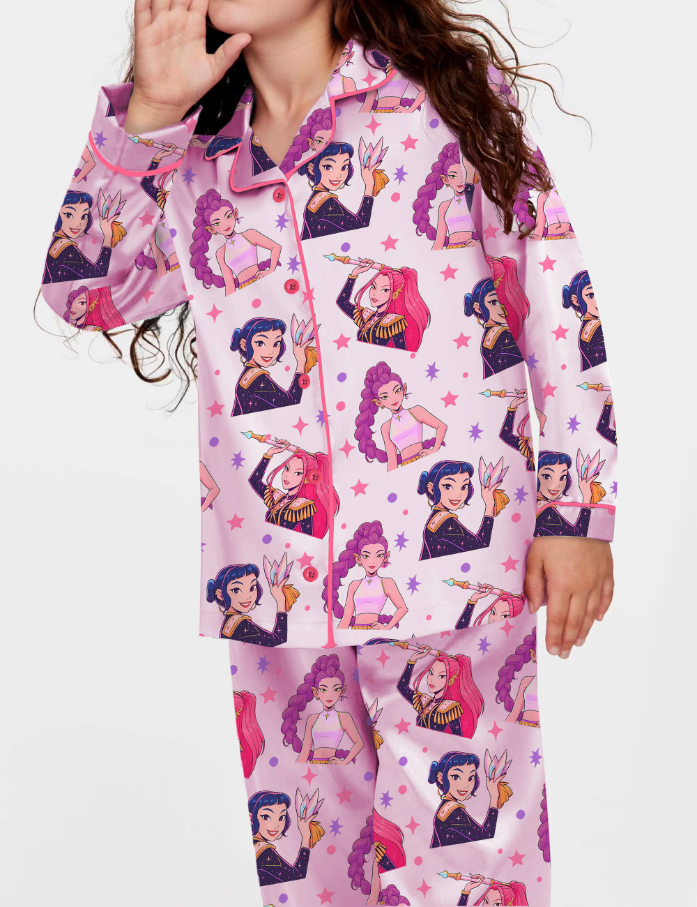 Huntrix Demon Hunters Silky Satin Pajama Set For Kids