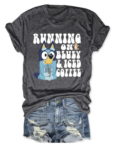 Cute Dog Iced Coffee Print Tee