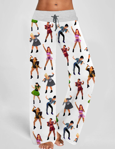 Six Musical Contrast Wide Leg Pants For Women