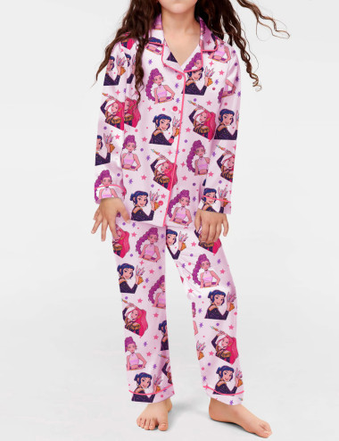 Huntrix Demon Hunters Silky Satin Pajama Set For Kids