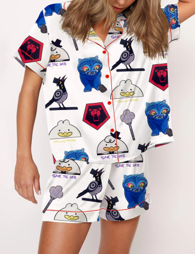 Kpop Hunter Silky Satin Pajama Set For Women