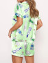 Tequila Bottle Satin Pajama Set For Women - Without Chest Pocket With Bottom Pockets