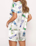Tequila Bottle Satin Pajama Set For Women - Without Chest Pocket With Bottom Pockets