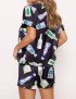 Tequila Bottle Satin Pajama Set For Women - Without Chest Pocket With Bottom Pockets