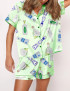 Tequila Bottle Satin Pajama Set For Women - Without Chest Pocket With Bottom Pockets