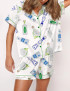 Tequila Bottle Satin Pajama Set For Women - Without Chest Pocket With Bottom Pockets