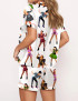 Six Musical Silky Satin Pajama Set For Women