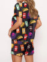 Fast Food Print Pajama Set For Women