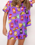 Fast Food Print Pajama Set For Women