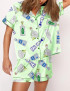 Wine Bottles Print Pajama Set