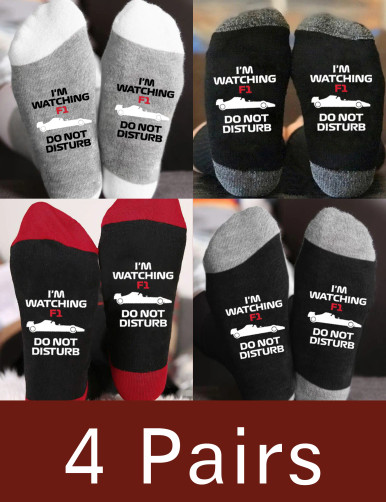 SMCEHEYA Funny Socks F1 Merchandise Socks Do Not Disturb I'm WATCHING F1 Novità Calzini Unisex Cotone Calzini Antiscivolo Regalo per i fan della Formula 1 Natale Compleanno Ragazzi Papà Zio Nonno
