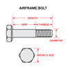 AN8-37A   AIRFRAME BOLT - 1/2 X 3-31/32 INCH