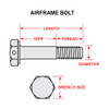 AN4H5A   AIRFRAME BOLT - 1/4 X 21/32 INCH