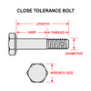 AN174-12   CLOSE TOLERANCE BOLT - 1/4 X 1-9/32 INCH