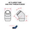 AN823-2B   45 DEGREE FLARED TUBE AND PIPE THREAD ELBOW