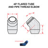 MS20823-5   45 DEGREE FLARED TUBE AND PIPE THREAD ELBOW