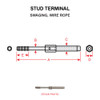 MS21260L2R STUD TERMINAL - LONG END - RIGHT THREAD