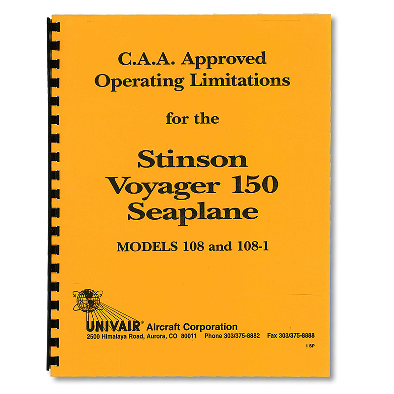 1SP   STINSON 108-1 SEAPLANE OPERATING LIMITS