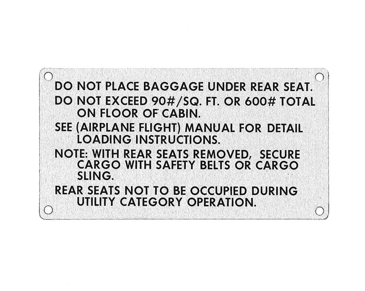 108-8742001-24   STINSON BAGGAGE PLACARD