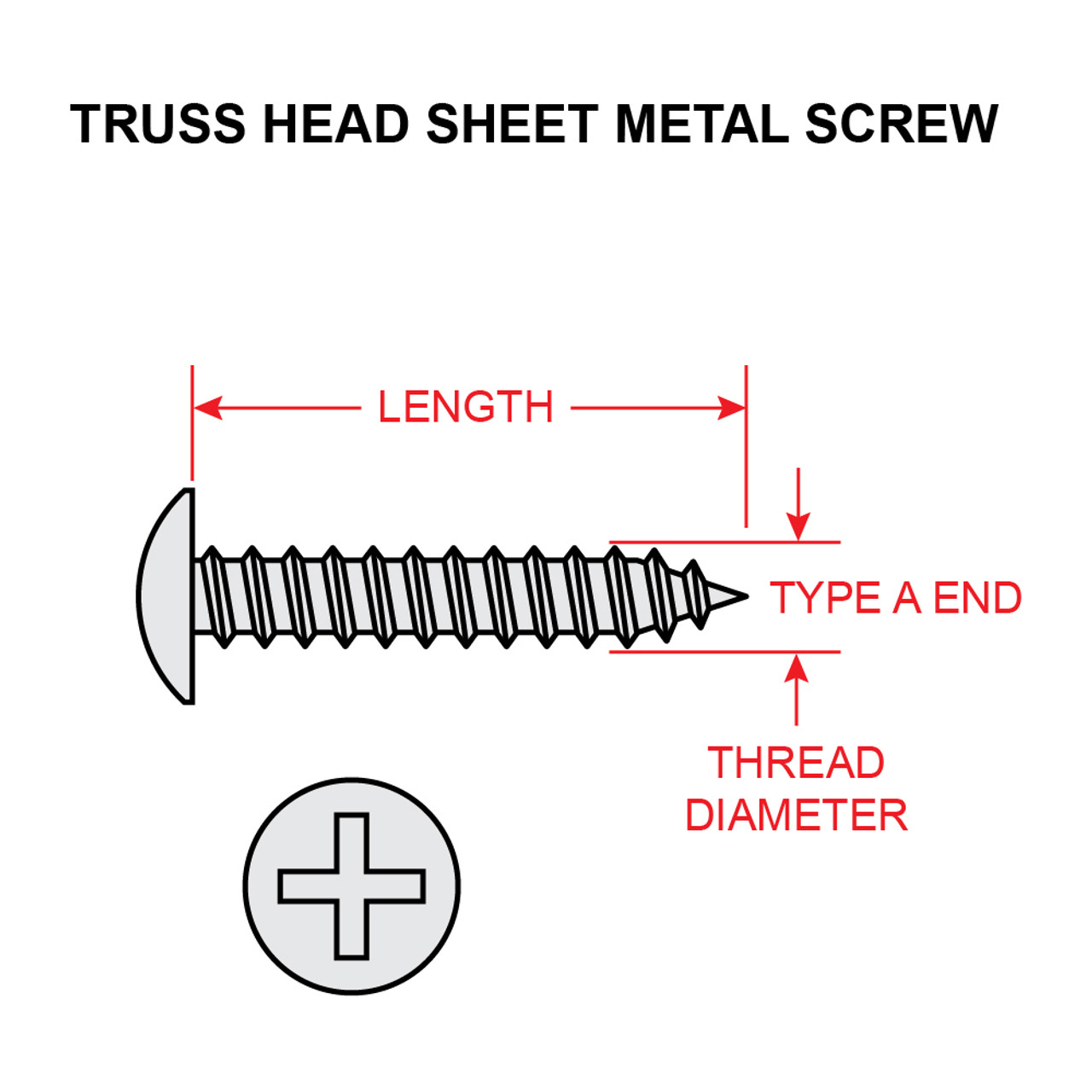 6X3/8-TRA   SCREW - TRUSS HEAD RECESSED CROSS - TYPE A - ZINC PLATED