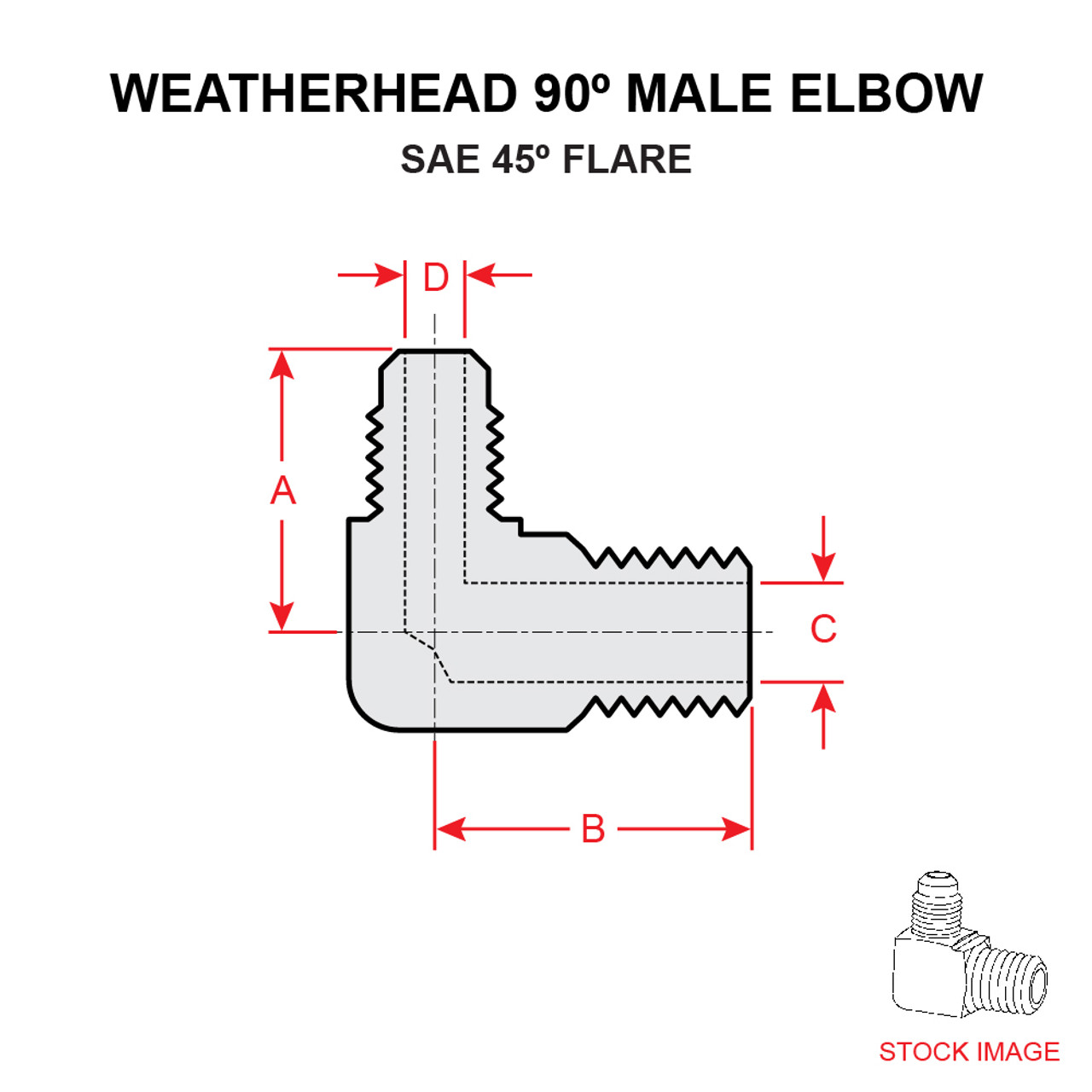 49X6   WEATHERHEAD 90 DEGREE FLARED MALE ELBOW