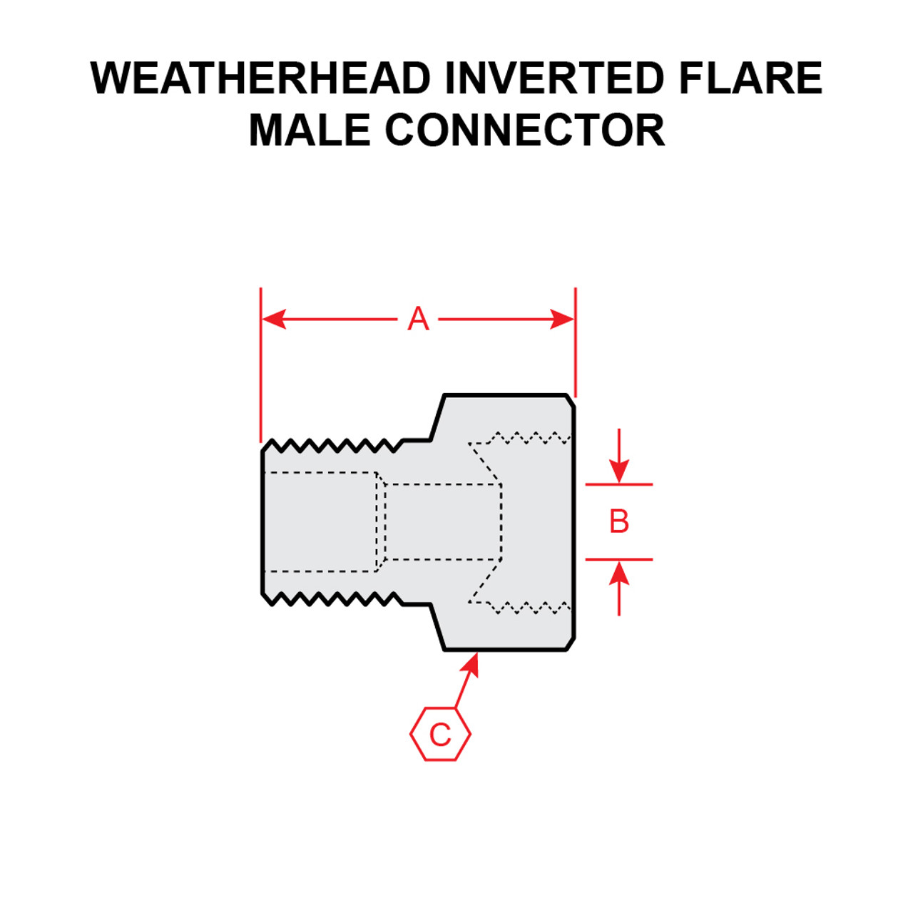 202X6   WEATHERHEAD INVERTED FLARE MALE CONNECTOR