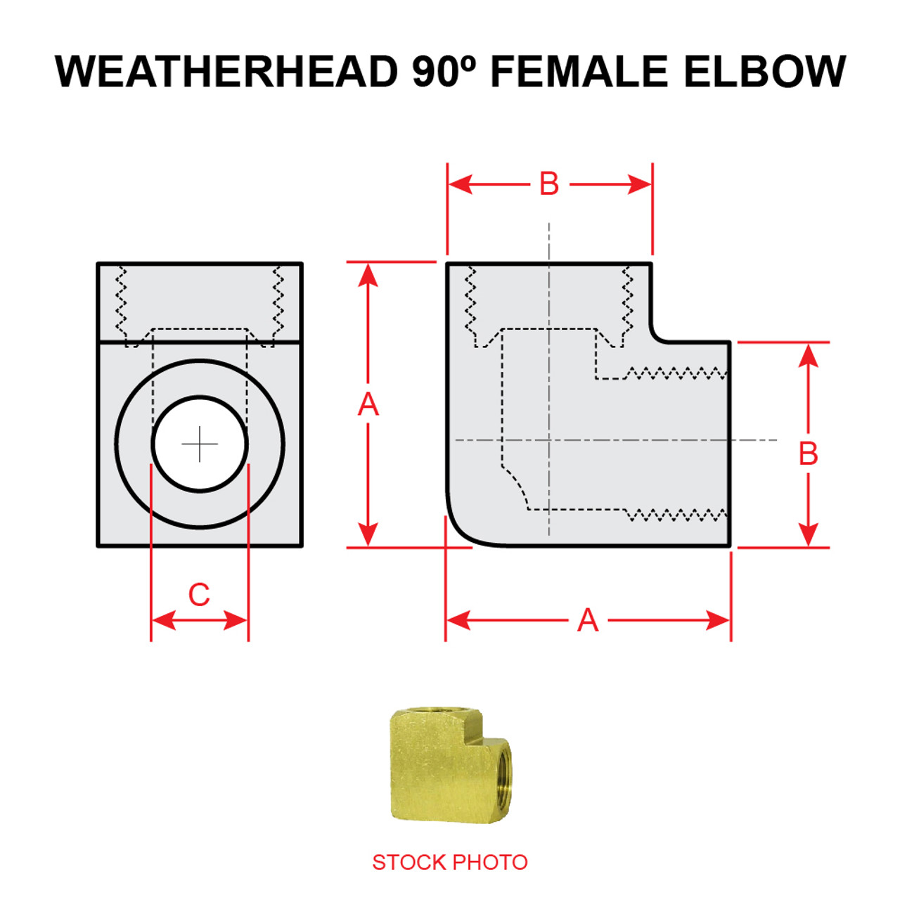 452X6   WEATHERHEAD 90 DEGREE FEMALE ELBOW