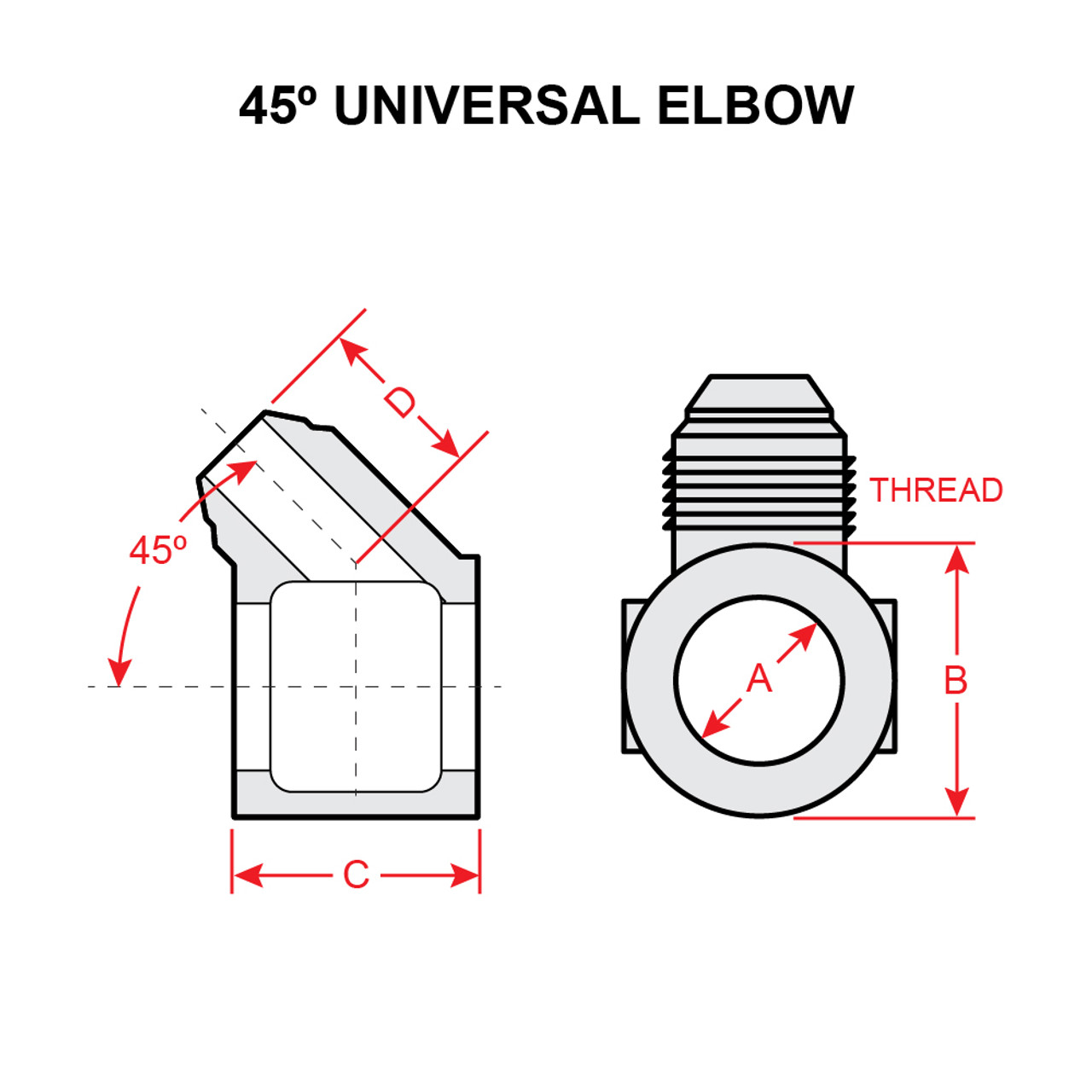 AN778-8D   45 DEGREE UNIVERSAL ELBOW