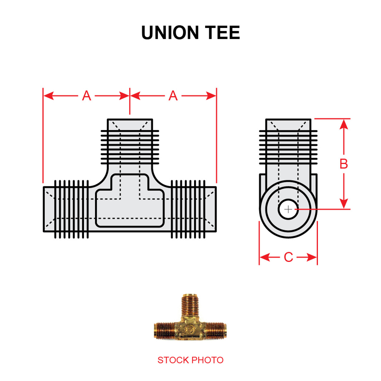 AN795-2 BRASS UNION TEE