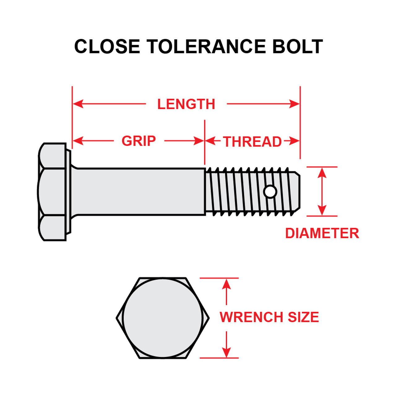 AN174-13   CLOSE TOLERANCE BOLT - 1/4 X 1-13/32 INCH