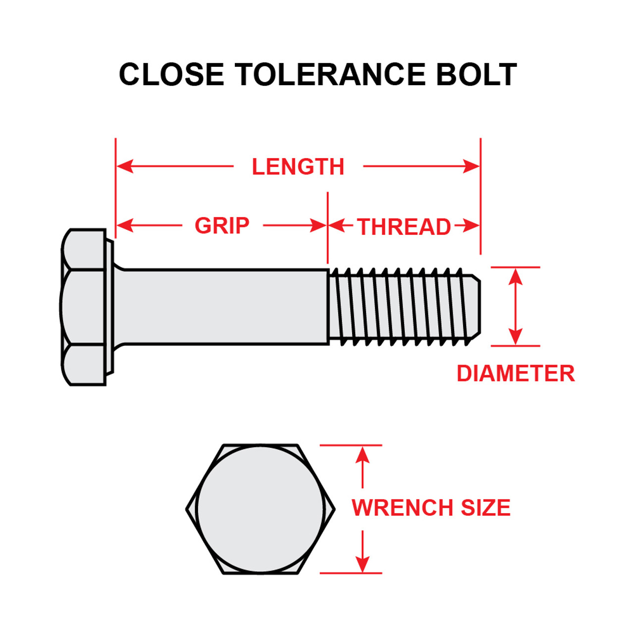 AN173-10A   CLOSE TOLERANCE BOLT - 3/16 X 1-1/32 INCH