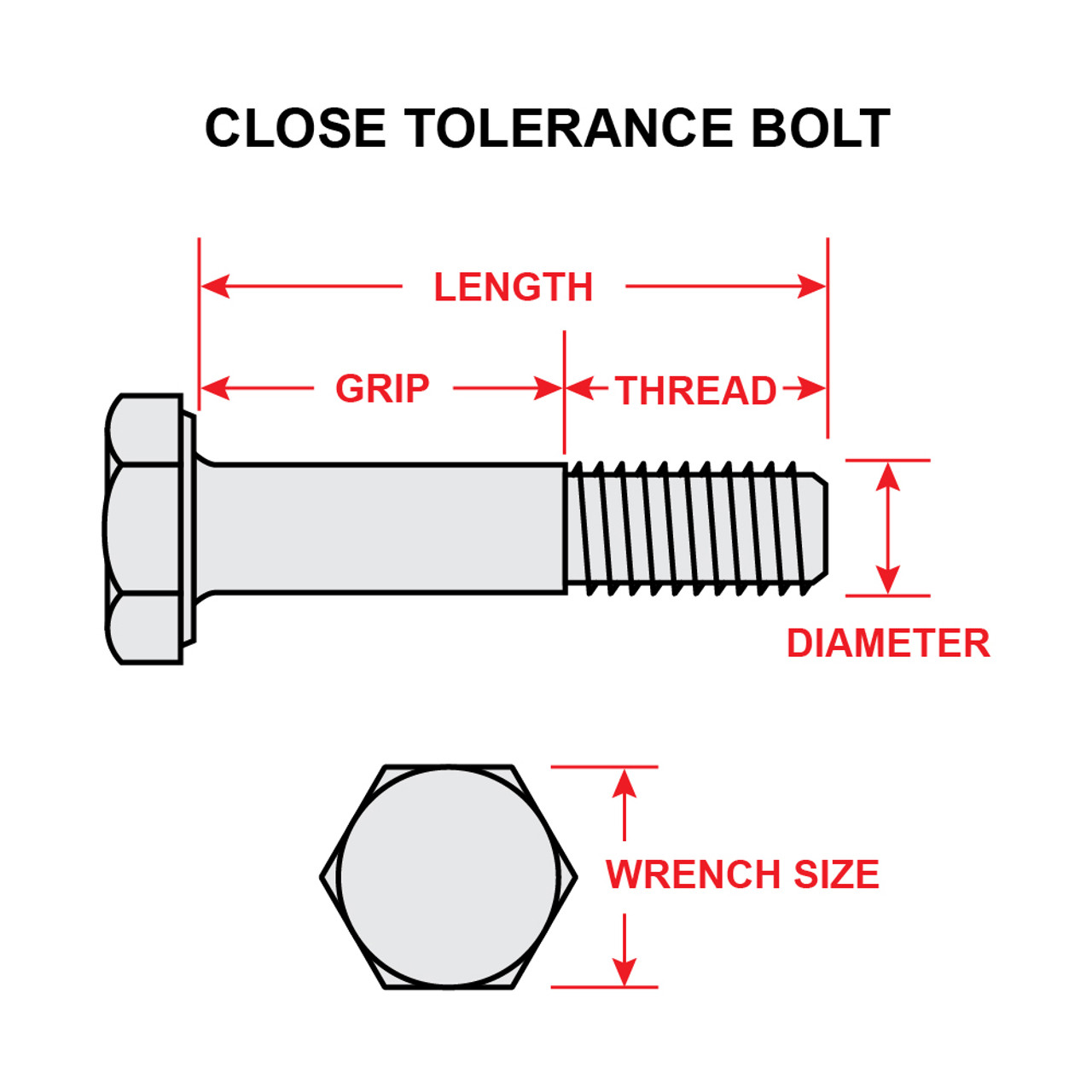 AN176-10A   CLOSE TOLERANCE BOLT - 3/8 X 1-5/64 INCH