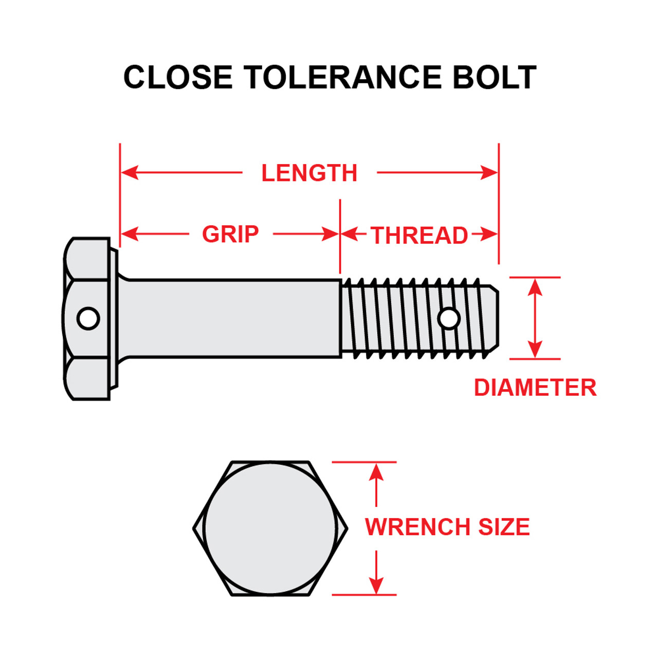 AN175H10   CLOSE TOLERANCE BOLT - 5/16 X 1-3/32 INCH