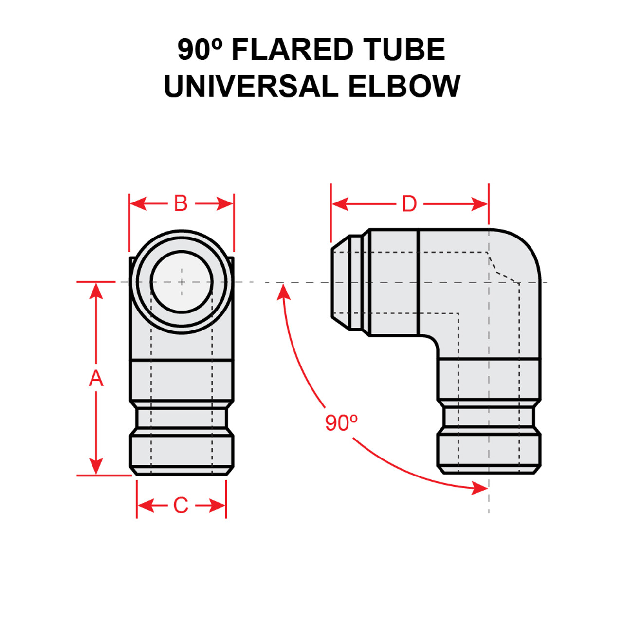 AN921-4D   90 DEGREE FLARED TUBE UNIVERSAL ELBOW