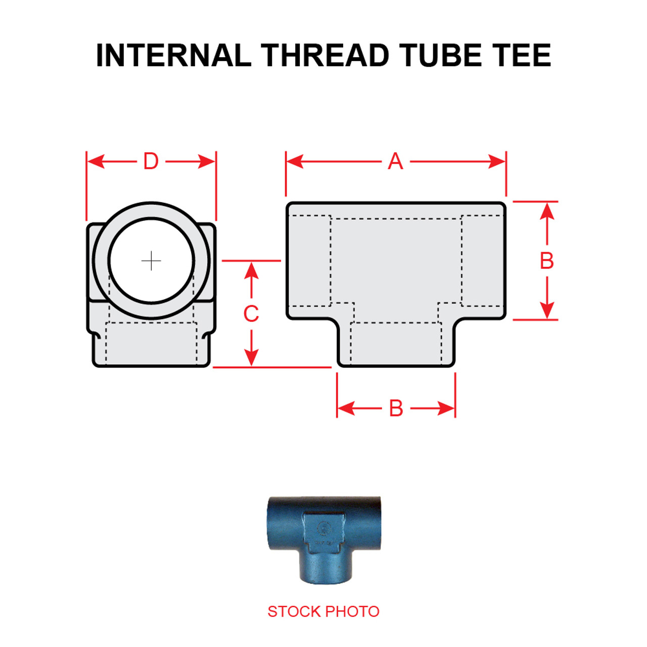 AN938-1D   INTERNAL THREAD TUBE TEE