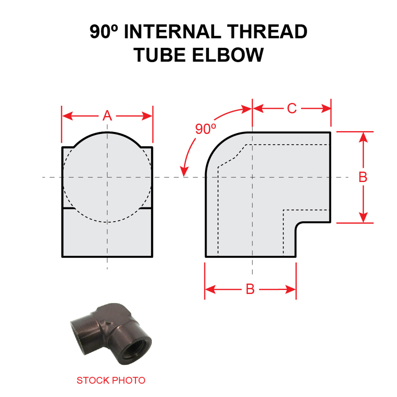 AN939-5D   90 DEGREE INTERNAL THREAD TUBE ELBOW