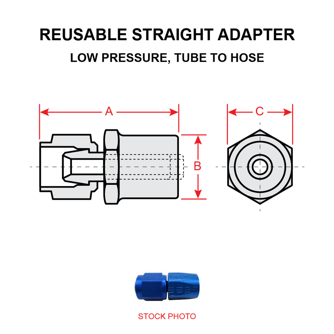 AN773-2D   REUSABLE STRAIGHT ADAPTER - TUBE TO HOSE