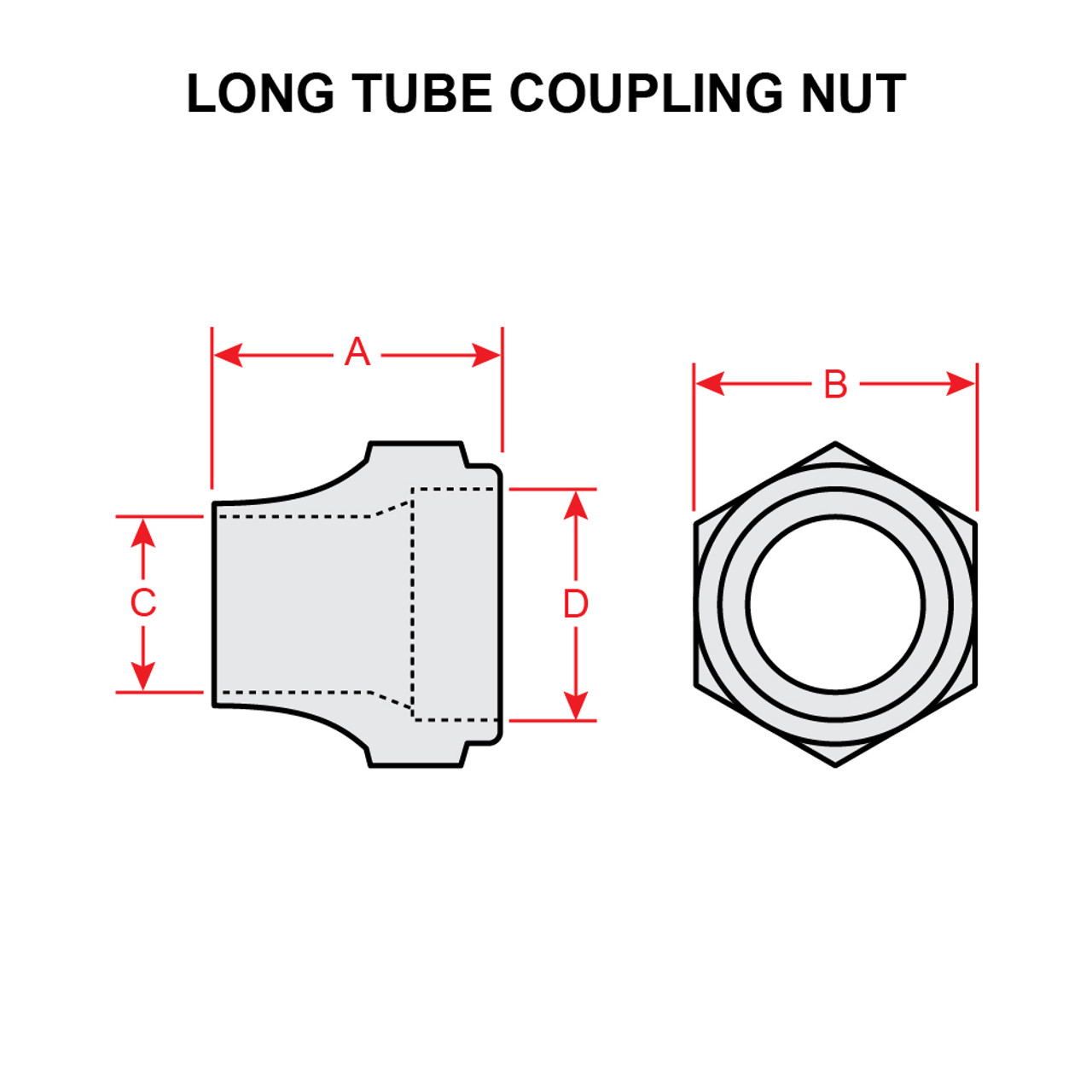 AN817-8D   LONG TUBE COUPLING NUT