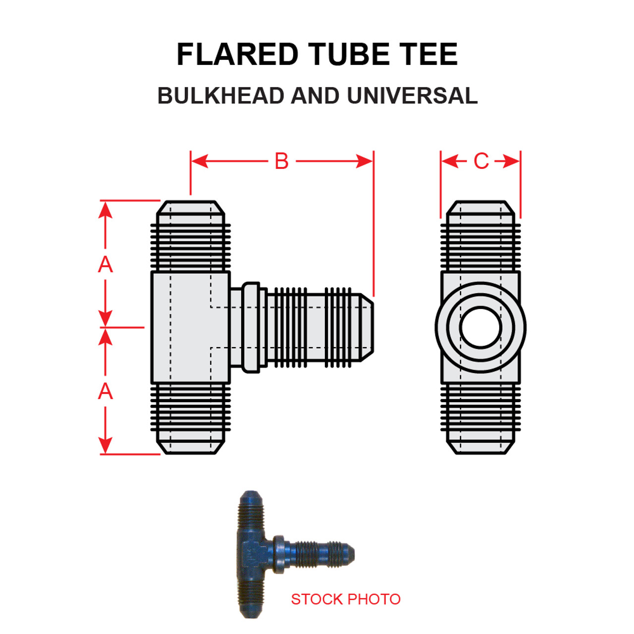 AN834-8D   BULKHEAD AND UNIVERSAL FLARED TUBE TEE