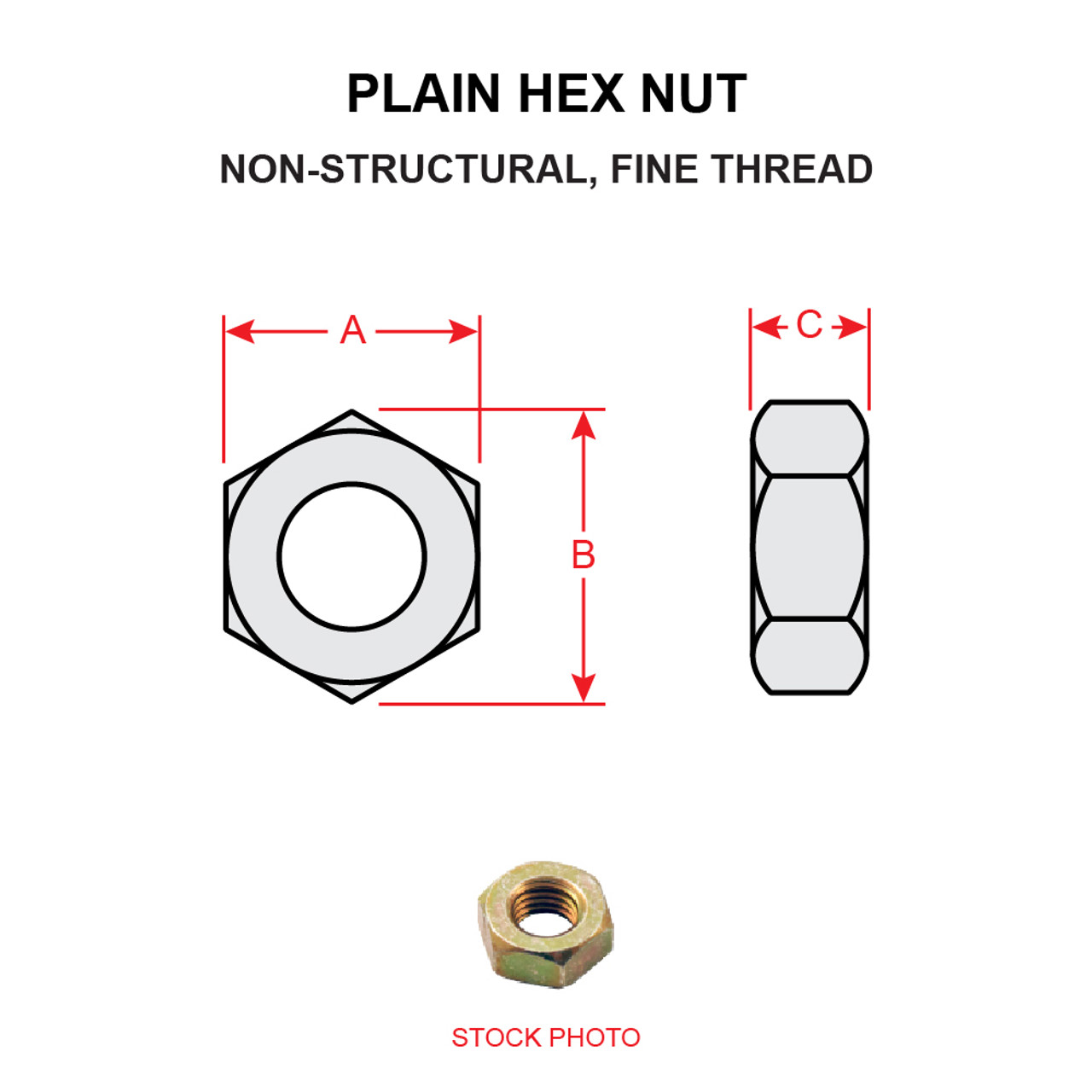 AN345-4   PLAIN HEX NUT